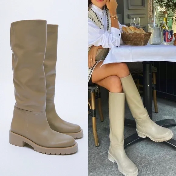 Zara top taupe boots